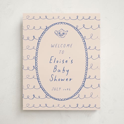 This is a fine china baby shower decorations with standard by Carmia Jordaan called doodle tea party printing on premium sign board in 16x20