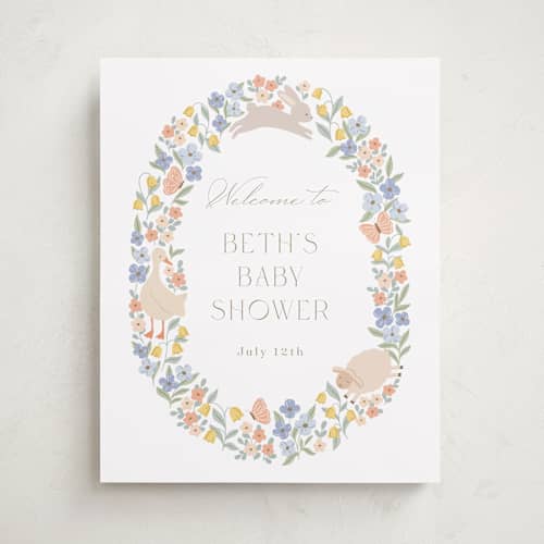 This is a meadow baby shower decorations with standard by Brandy Folse called spring awakening printing on premium sign board in 16x20
