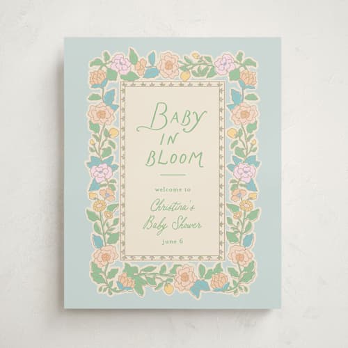 This is a sky baby shower decorations with standard by Creo Study called vintage blossom printing on premium sign board in 16x20