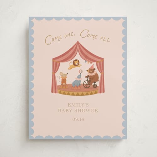 This is a mustard baby shower decorations with standard by Rina Ozum called little circus printing on premium sign board in 16x20