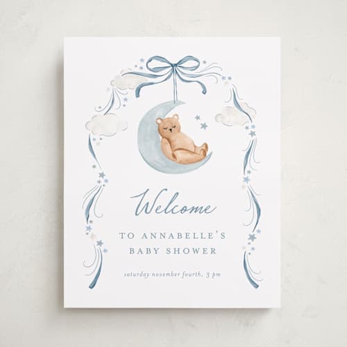 This is a moonlight baby shower decorations with standard by Sarah Knight called twinkle twinkle little star printing on premium sign board in 16x20