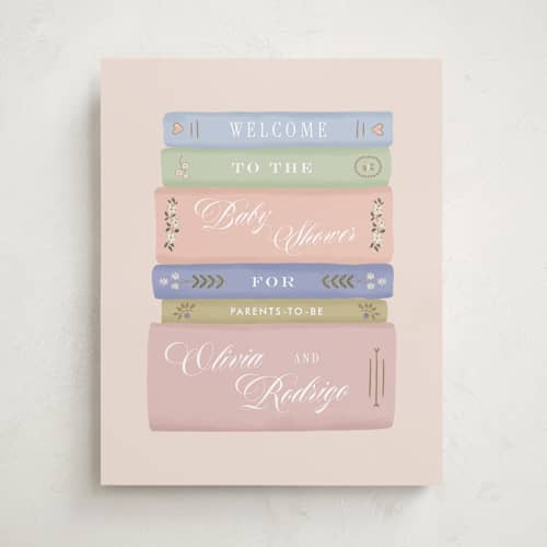 This is a sprinkles baby shower decorations with standard by Leah Bisch called a new chapter printing on premium sign board in 16x20