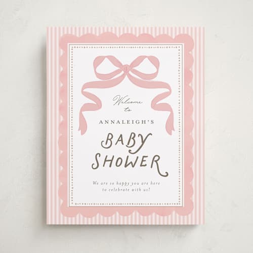 This is a blush baby shower decorations with standard by Itsy Belle Studio called fia printing on premium sign board in 16x20