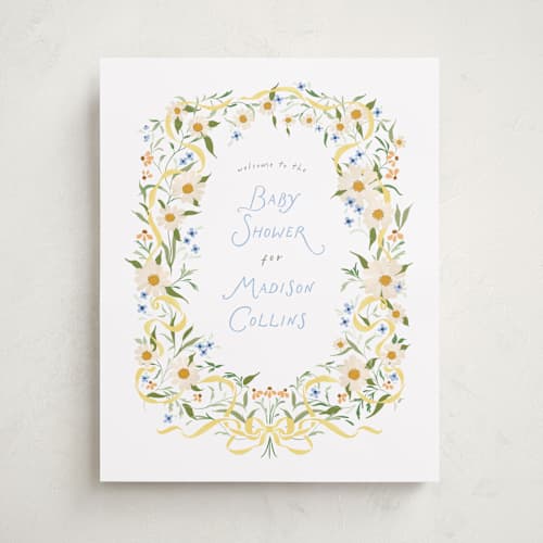 This is a sunshine baby shower decorations with standard by Erin L. Wilson called daisy chain printing on premium sign board in 16x20