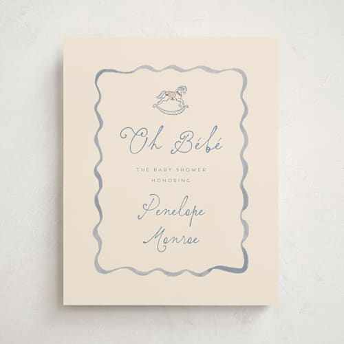 This is a powder baby shower decorations with standard by Vera Lim called vintage horse printing on premium sign board in 16x20
