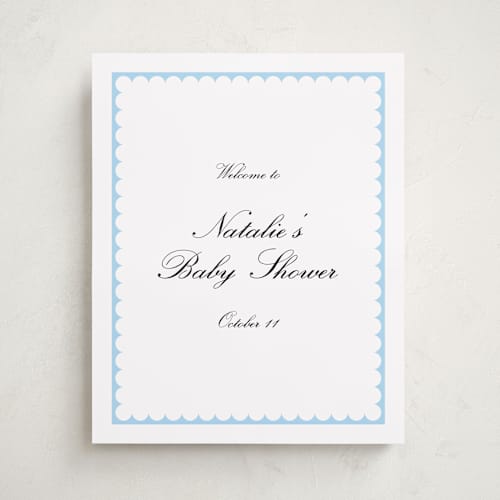 This is a sky baby shower decorations with standard by Catherine Culvenor called sweetly scalloped printing on premium sign board in 16x20