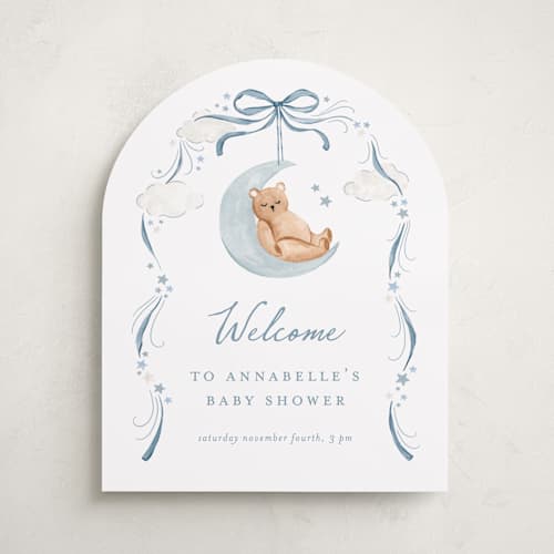 This is a moonlight baby shower decorations with standard by Sarah Knight called twinkle twinkle little star printing on premium sign board in 16x20