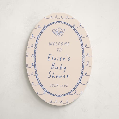 This is a fine china baby shower decorations with standard by Carmia Jordaan called doodle tea party printing on premium sign board in 16x20