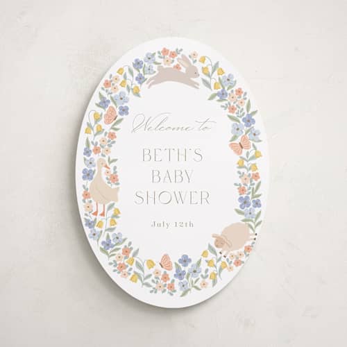 This is a meadow baby shower decorations with standard by Brandy Folse called spring awakening printing on premium sign board in 16x20