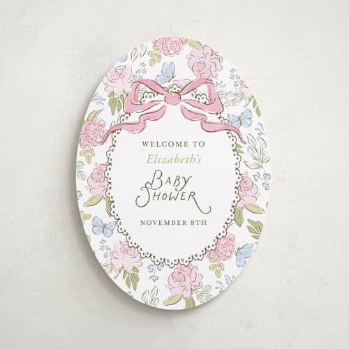This is a peony baby shower decorations with standard by Holton Art and Design called floral & lace baby shower printing on premium sign board in 16x20
