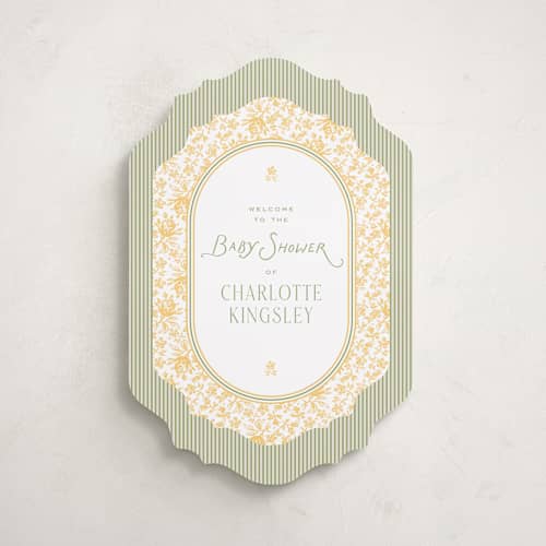 This is a daffodil baby shower decorations with standard by Heather Schertzer called nostalgic printing on premium sign board in 16x20