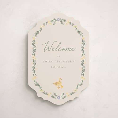 This is a vanilla baby shower decorations with standard by frau brandt called cottage life printing on premium sign board in 16x20