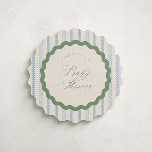 This is a forest baby shower decorations with standard by Jen Owens called wavy stripe printing on premium sign board in 16x20