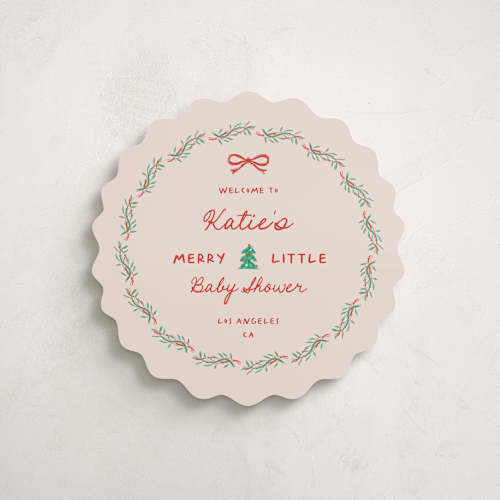This is a santa baby shower decorations with standard by Claudia Orengo called merry little printing on premium sign board in 16x20