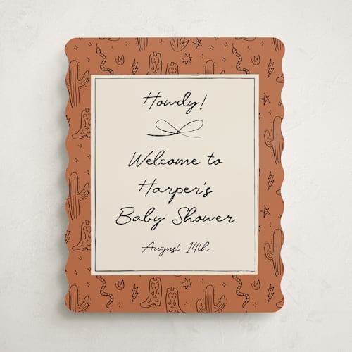 This is a rust baby shower decorations with standard by Ani Somi called el ranchero printing on premium sign board in 16x20