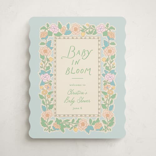 This is a sky baby shower decorations with standard by Creo Study called vintage blossom printing on premium sign board in 16x20