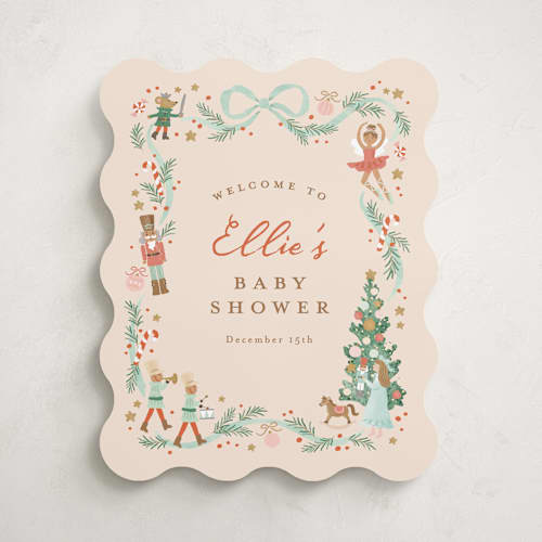 This is a cream baby shower decorations with standard by Jennifer Wick called little sugar plum printing on premium sign board in 16x20