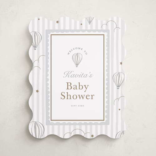 This is a sail baby shower decorations with standard by Teju Reval called hot air balloons printing on premium sign board in 16x20