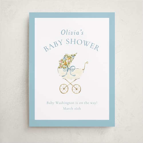 This is a sky baby shower decorations with standard by Sarah Knight called pram printing on premium sign board in 18x24