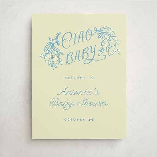 This is a lemonade baby shower decorations with standard by Pati Cascino called ciao baby printing on premium sign board in 18x24