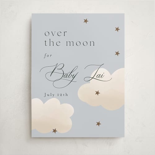 This is a sky baby shower decorations with standard by Joyce Pinheiro called twinkle twinkle printing on premium sign board in 18x24