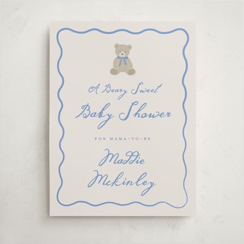 This is a waterfall baby shower decorations with standard by Kelly Watkins called so beary cute printing on premium sign board in 18x24