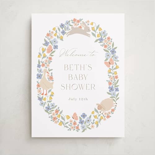 This is a meadow baby shower decorations with standard by Brandy Folse called spring awakening printing on premium sign board in 18x24