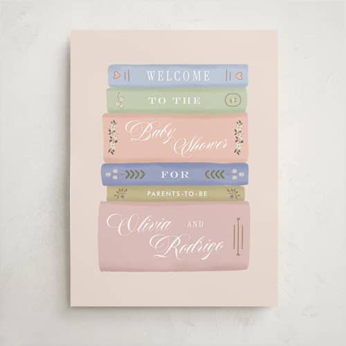 This is a sprinkles baby shower decorations with standard by Leah Bisch called a new chapter printing on premium sign board in 18x24