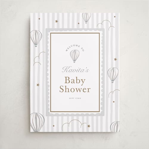 This is a sail baby shower decorations with standard by Teju Reval called hot air balloons printing on premium sign board in 18x24