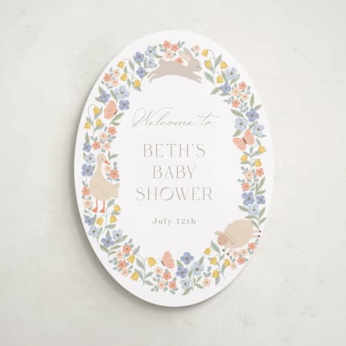 This is a meadow baby shower decorations with standard by Brandy Folse called spring awakening printing on premium sign board in 18x24