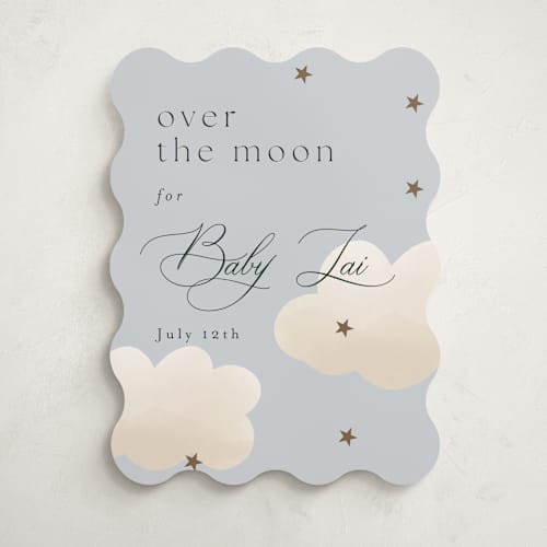 This is a sky baby shower decorations with standard by Joyce Pinheiro called twinkle twinkle printing on premium sign board in 18x24