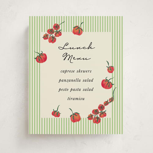 This is a lime baby shower decorations with standard by Jackie Crawford called petit pomodoro printing on doublethick in 8x10