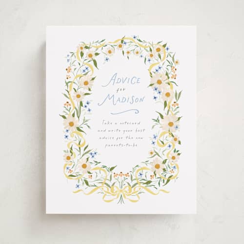 This is a sunshine baby shower decorations with standard by Erin L. Wilson called daisy chain printing on doublethick in 8x10