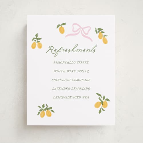 This is a pink lemonade baby shower decorations with standard by Angela Garrick called lemon and ribbon printing on doublethick in 8x10