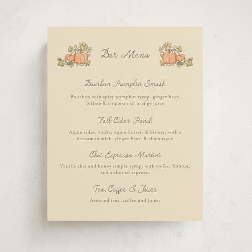 This is a ivory baby shower decorations with standard by Becky Nimoy called autumn harvest printing on doublethick in 8x10