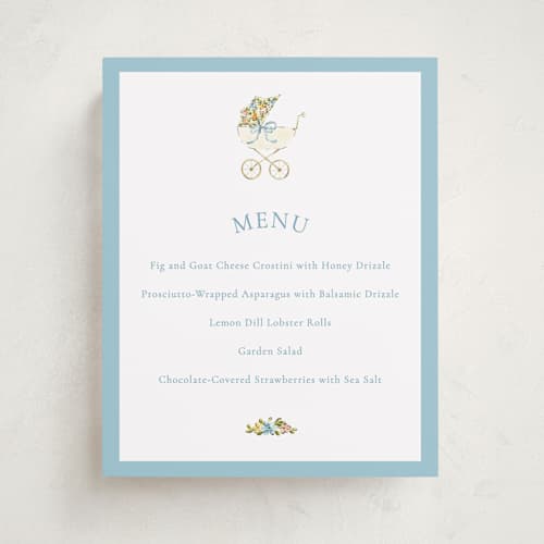 This is a sky baby shower decorations with standard by Sarah Knight called pram printing on doublethick in 8x10