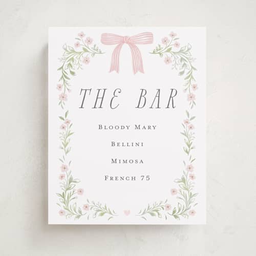 This is a blush baby shower decorations with standard by Paper Raven Co. called dainty garden printing on doublethick in 8x10