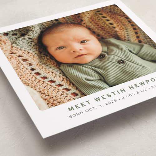 This is a daisy birth announcements with standard by Cindy Reynolds called simple snapshot printing on recycled smooth signature in standard