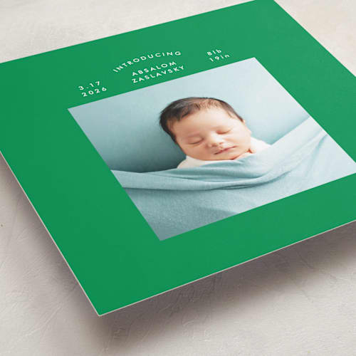 This is a grass birth announcements with standard by Phrosné Barwood called my child printing on recycled smooth signature in standard