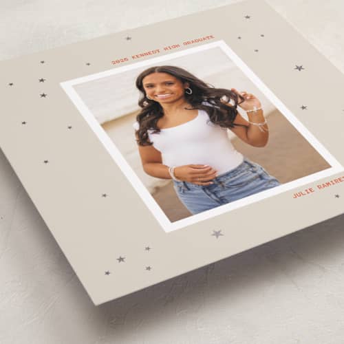 This is a natural graduation announcements with foil pressed by Jenna Holcomb called starring printing on recycled smooth signature in standard