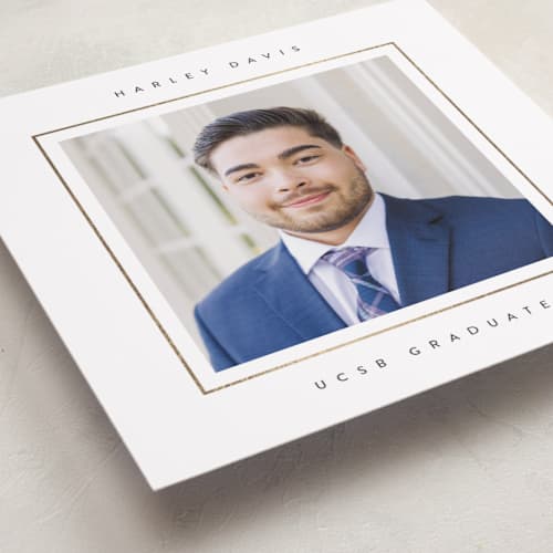 This is a starlight graduation announcements with foil pressed by Lucrecia Caporale called minimal border printing on recycled smooth signature in standard