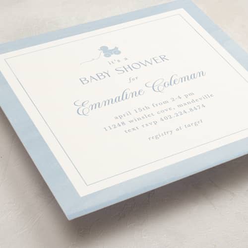 This is a sky baby shower invitations with standard by Melinda Denison called simply classic printing on signature in standard
