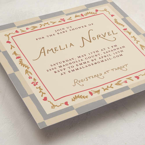 This is a slate baby shower invitations with standard by Maja Cunningham called dream pony printing on signature in standard