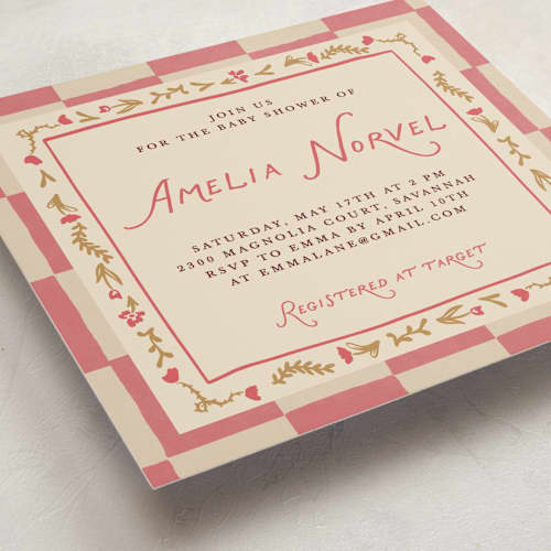This is a rose baby shower invitations with standard by Maja Cunningham called dream pony printing on signature in standard