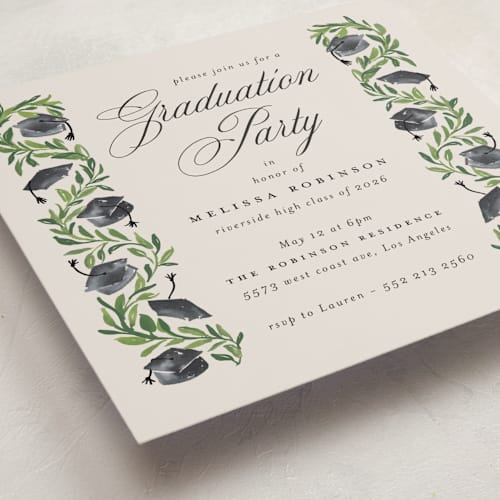 This is a neutral graduation invitations with standard by Claudia Orengo called hats off printing on signature in standard