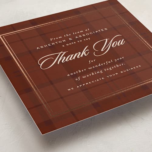 This is a fall leaves thanksgiving cards invitations with foil pressed by Lea Delaveris called classic thanks printing on signature in standard