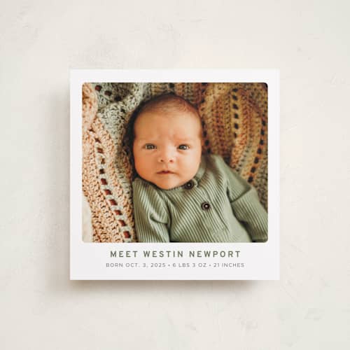 This is a daisy birth announcements with standard by Cindy Reynolds called simple snapshot printing on recycled smooth signature in standard