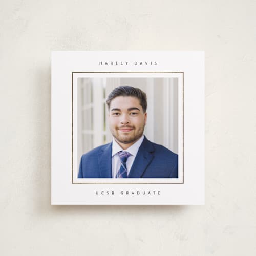 This is a starlight graduation announcements with foil pressed by Lucrecia Caporale called minimal border printing on recycled smooth signature in standard