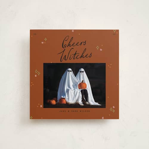 This is a pumpkin halloween party invitations cards with standard by Owl and Toad called cheers witches printing on recycled smooth signature in standard