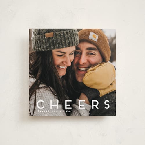 This is a snow new year photo cards with standard by Kate Ross called love joy printing on recycled smooth signature in standard